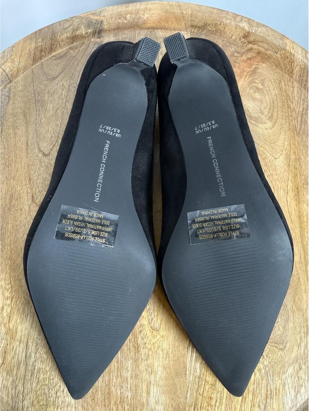 French Connection Black Suede Pointed Toe Pumps Heels Women's US Size 8.5 NWB - Picture 5 of 12